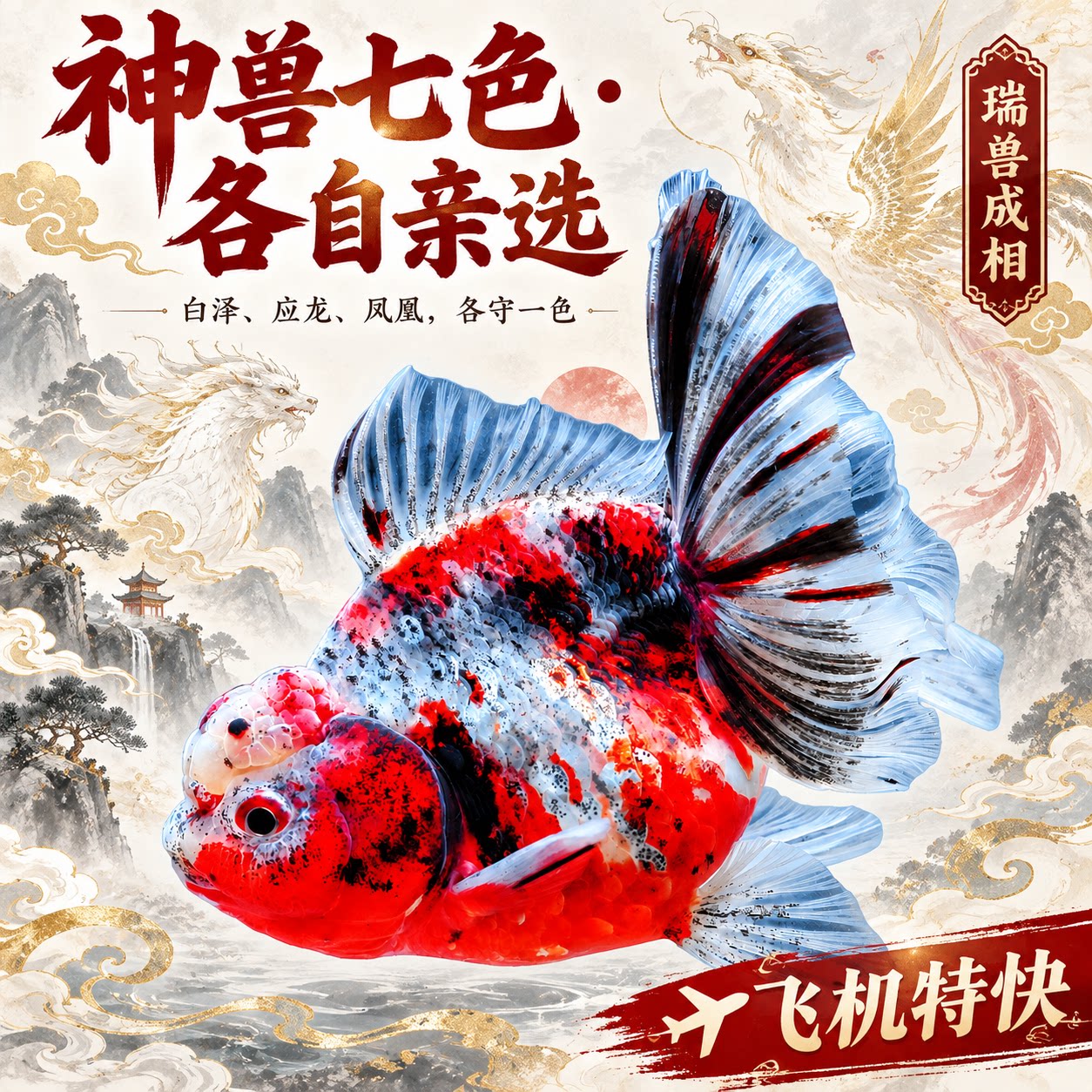 飞机特快国风瑞兽已变色泰狮金鱼苗冷水淡水观赏鱼好养耐活自来水