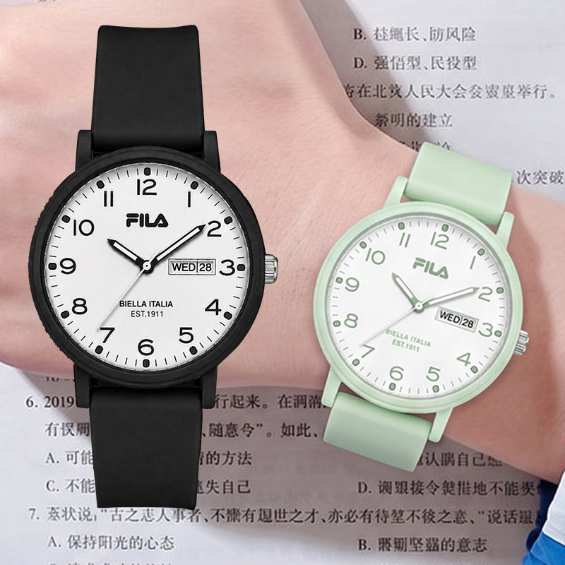 FILA斐乐手表学生手表考试只看时间静音准时防水夜光儿童腕表7011