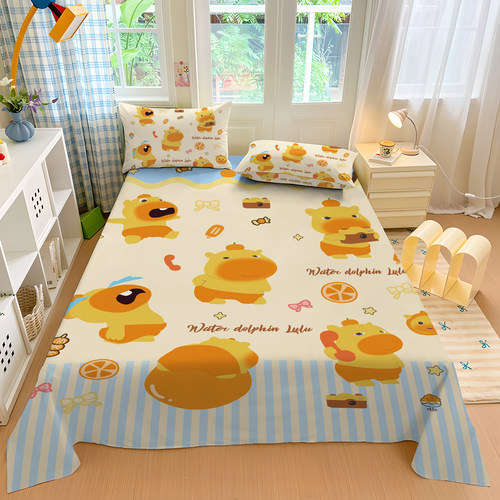 卡通水豚噜噜亲肤宿舍床单