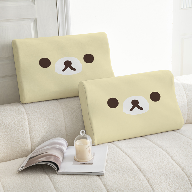 卡通轻松熊牛奶绒乳胶枕套40*60儿童30*50乳胶枕四季通用可拆洗