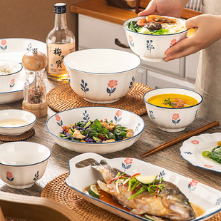 菜盘高颜值饭碗鱼盘汤碗餐具ins风高级感 北欧盘子碗家用2025新款