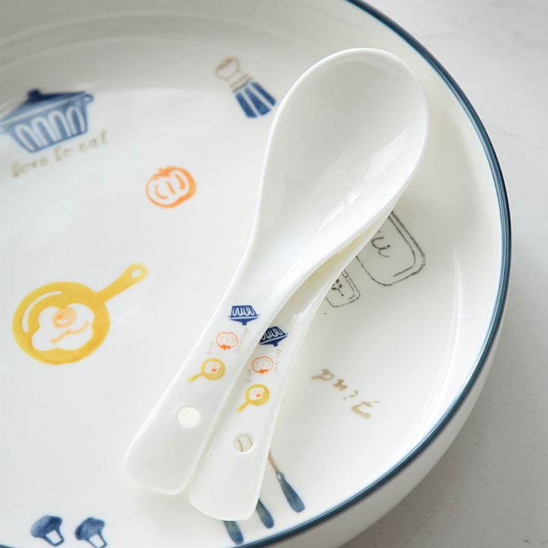 陶瓷汤勺小家用调羹可爱创意精致