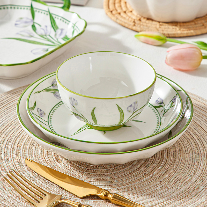 釉下彩陶瓷碗家用餐具盘子套装