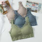 抹胸背心式 无钢圈内衣女蕾丝性感小胸加厚美背吊带内搭运动文胸罩