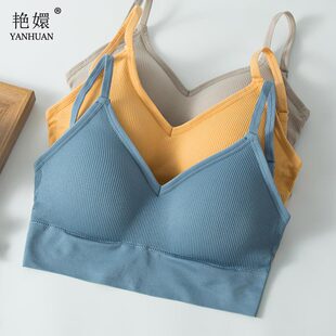 U型美背内衣女小胸显大加厚聚拢无钢圈3cm文胸一体吊带背心夏季