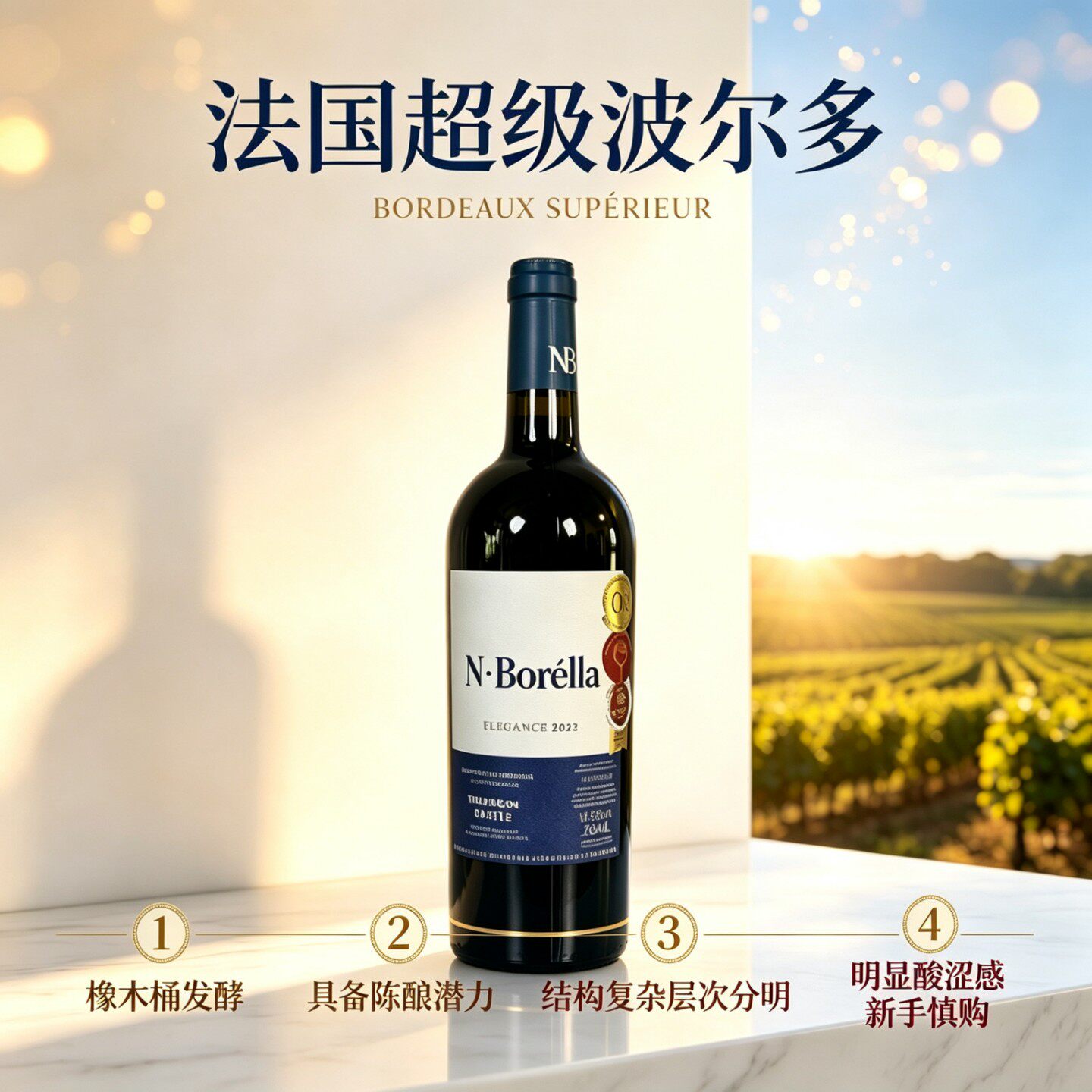 法国超级波尔多产区原瓶进口帝曼森堡NB干红葡萄酒高端酒新手慎购