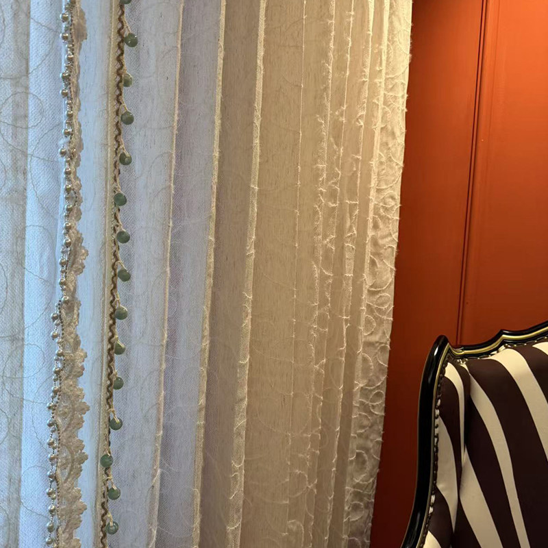 法式轻奢白色纱帘定制窗帘客厅卧室蕾丝花边装饰透光不透人立体纱,居家布艺,定制窗帘,淘宝优惠券,粉丝福利购,淘宝优惠卷