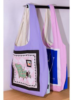 西西弗书店《一间自己的房间》周边大容量单肩挎包粉色紫色帆布包