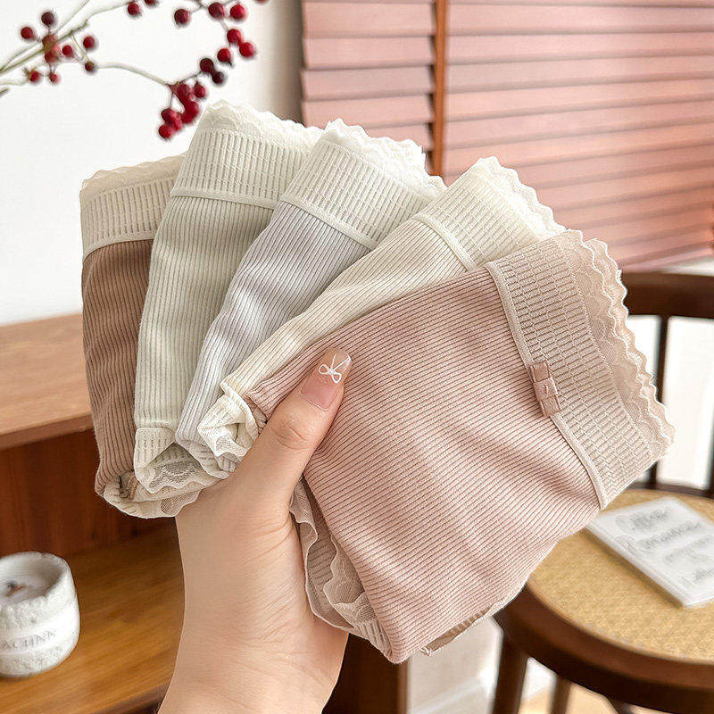 螺纹蕾丝边三角裤女透气纯棉裆2026新款无痕内裤超弹柔软中腰内裤,女士内衣/男士内衣/家居服,女三角裤,淘宝优惠券,粉丝福利购,淘宝优惠卷