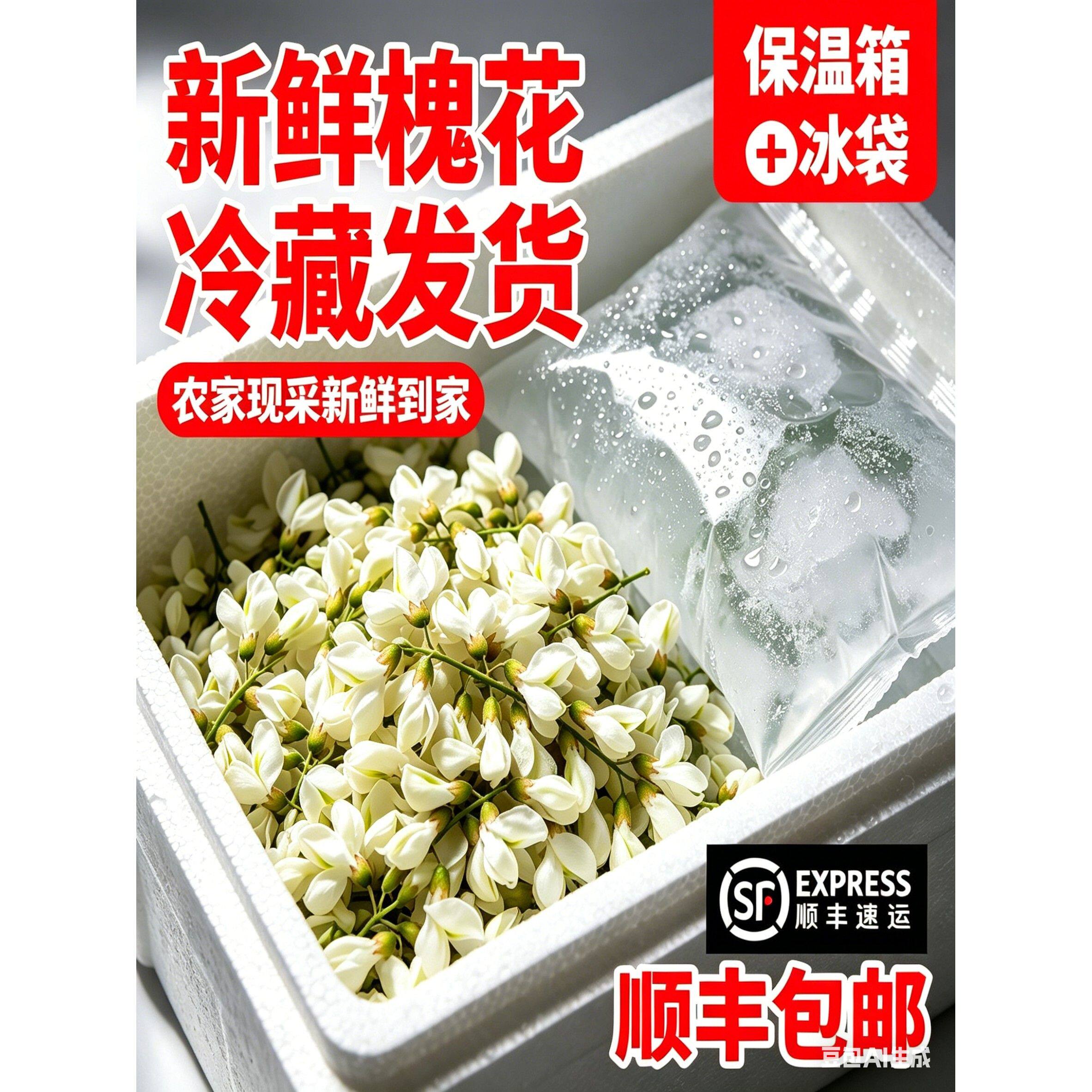【顺丰上门】2026野生新鲜现摘洋槐花槐树花冷链发货河南当季野菜
