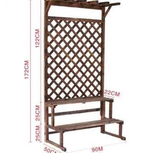 室内置物落地展示架花盆架靠墙多层阶梯隔断防腐木花架绿萝简约