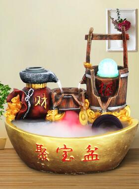 促销招财树聚宝盆一桶金家饰创意流水工艺品盆景加湿器礼物18-31