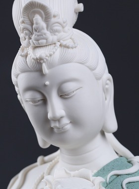 东方泥土陶瓷莲花水月饰摆件工艺礼品客厅中式玄关自新佛像摆观音