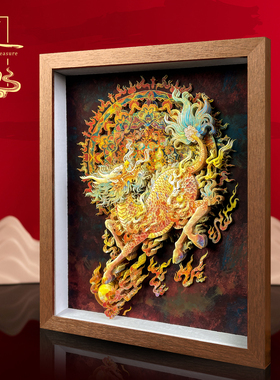 麒麟回首玄关摆件桌面客厅乔迁新居礼物新年装饰品文创非遗新中式