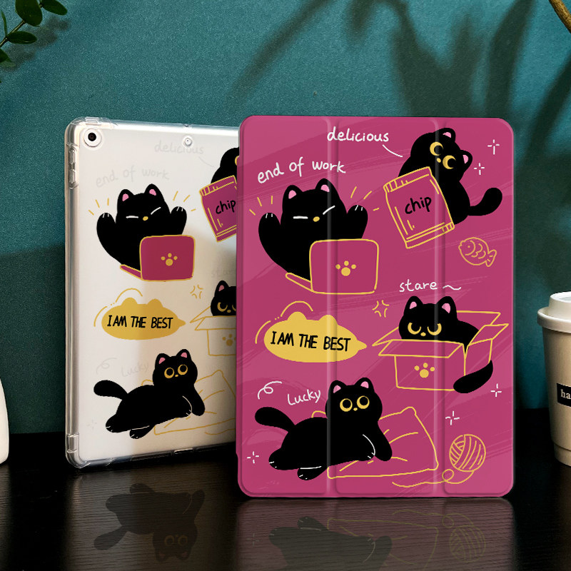 自信黑猫适用于ipadair5保护套苹果2022平板mini6防摔第十代平板壳ipad9硅胶带笔槽10新款2019全包2017mini4