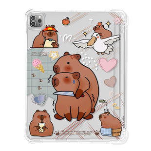 【送钢化膜】适用于ipad10保护套2022新款air5/2平板壳mini6/4笔槽第9代九2018透明pro11卡皮巴拉苹果Air4软