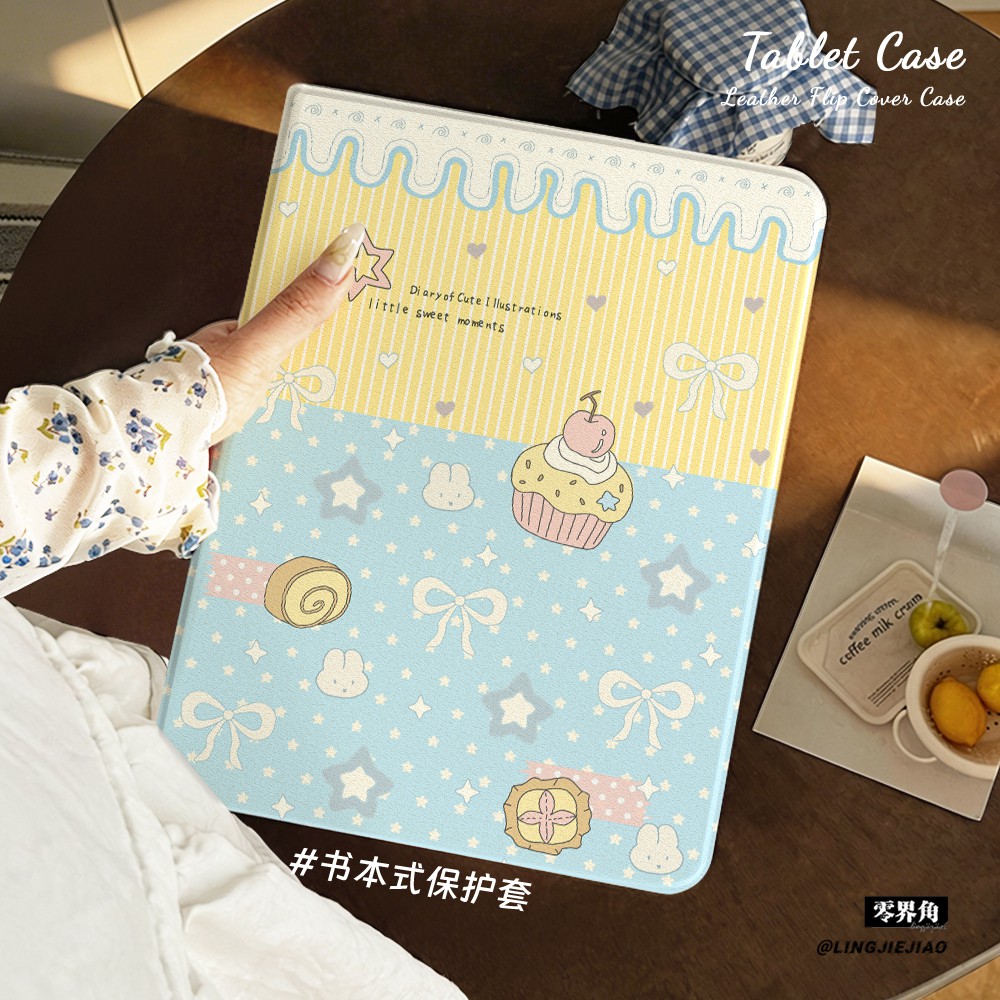 适用ipad保护壳兔兔蛋糕2025新款Air8平板套10.9英寸苹果iPadPro书本式mini7硅胶10.2防摔98十代全包2018笔槽