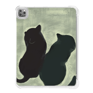 【送钢化膜】适用于ipad10保护套2022新款air5/2平板壳mini6/4笔槽第9代九2018透明pro11油画小猫苹果Air4软