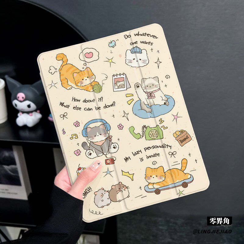 猫猫耳机适用于ipad11保护壳air76苹果2025平板mini7防摔pro11第九代平板ipad9硅胶13新款2019三折2017迷你4