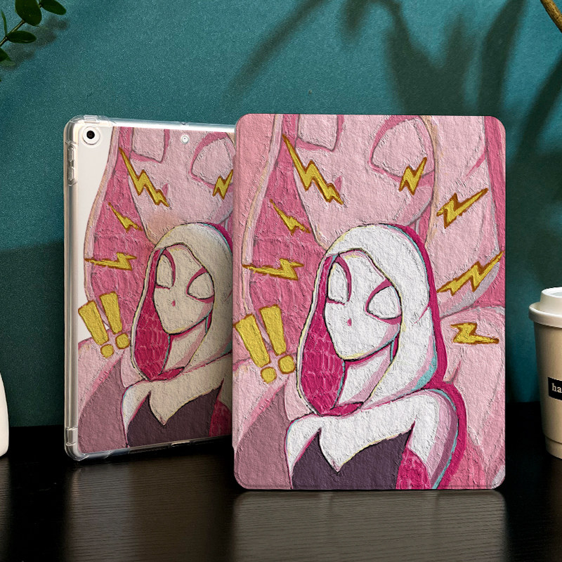 女蜘蛛侠适用于ipad10保护套air5/4/3平板壳2022苹果第九代10.2寸10代mini6三折硅胶ipadpro11/12.9带笔槽女