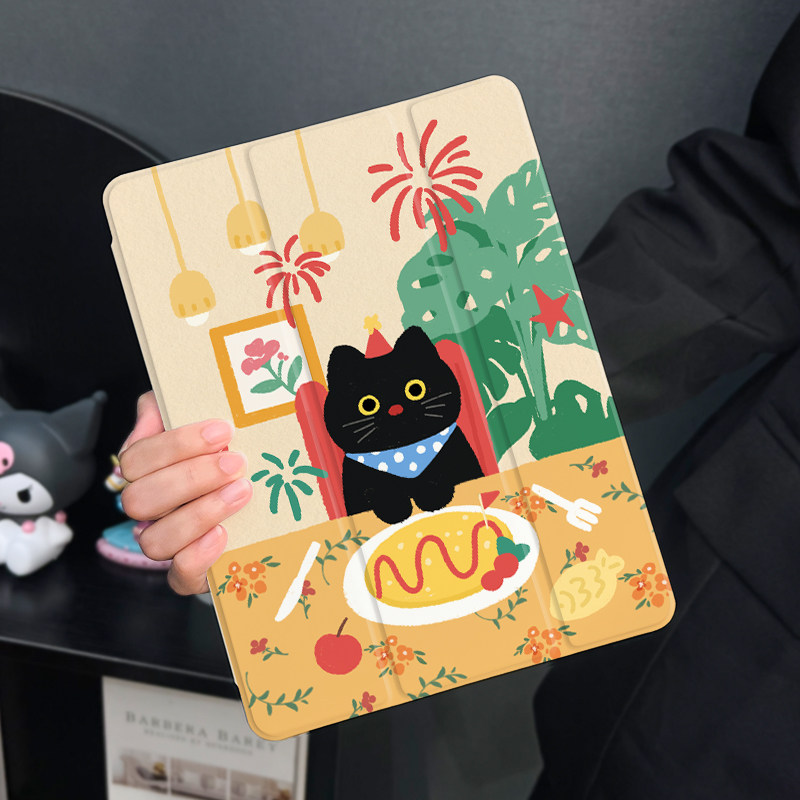 小猫品尝适用于华为平板matepad11保护套2025新款matepadpro保护壳10.8寸带笔槽荣耀平板7硅胶10.1全包三折软