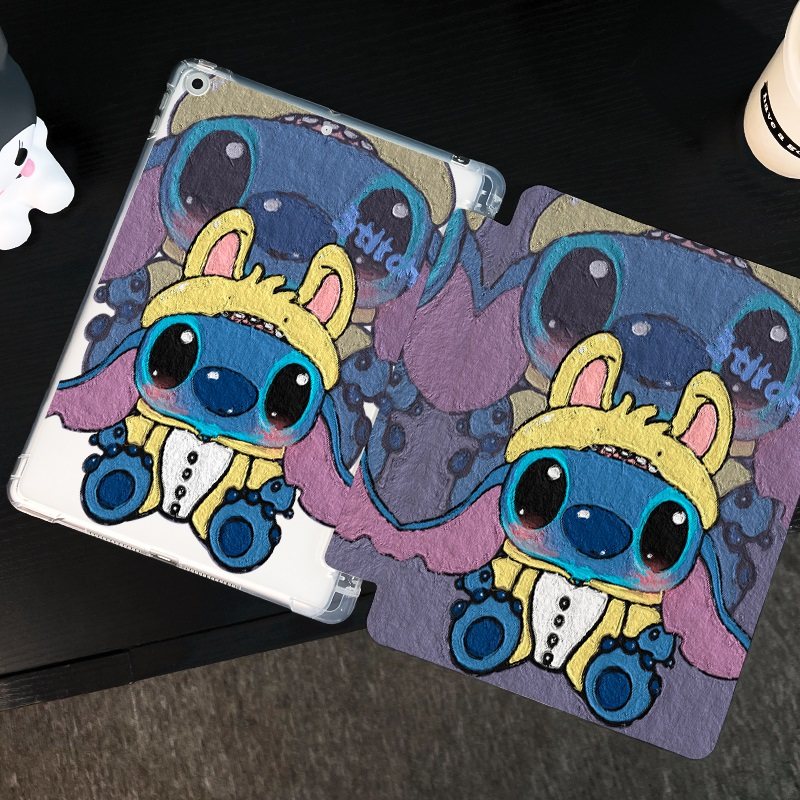 呆萌史迪适用于ipadair5保护套苹果2022平板mini6防摔第十代平板壳ipad9硅胶带笔槽10新款2019全包2017mini4