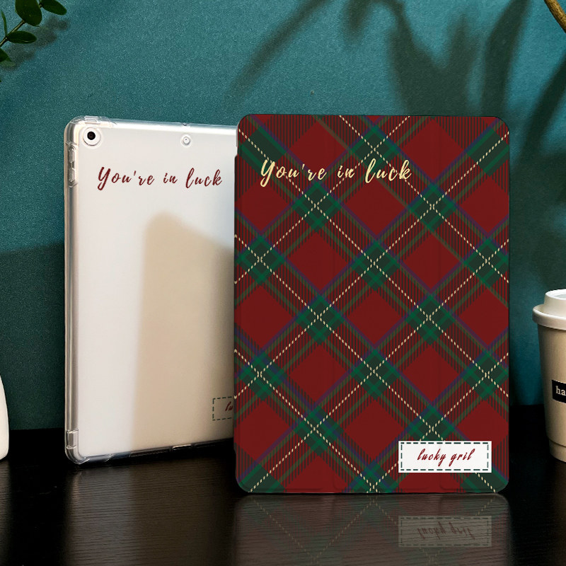 复古格纹适用于ipad9保护套2022新款air5平板air4苹果ipadpro11寸笔槽2019第九8代三折2020mini5十代7air3壳6