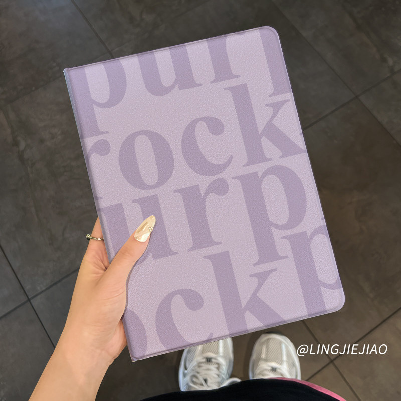 适用于ipad保护套ipad9壳紫色英文苹果air5第十代平板2022新款pro11带笔槽10.2硅胶全包mini6防摔ari4书本式