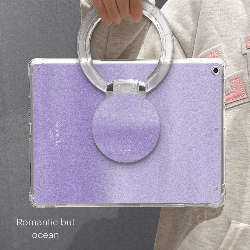适用于ipad保护壳紫色笔记mini6亚克力air5带支架2021第9代女2022新款平板套迷你5横竖10.2苹果旋转高透单面
