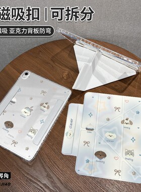 蓝色小狗适用于ipadair7保护套2025款11代壳磁吸拆分亚克力10/9代全包10.2寸透明Y型air6苹果pro11轻薄22防弯