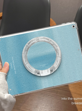 适用于ipadair5保护套高级蓝色苹果air5/4/3带支架2022新款pro11平板mini6/5高透单面第9代亚克力10.2旋转10