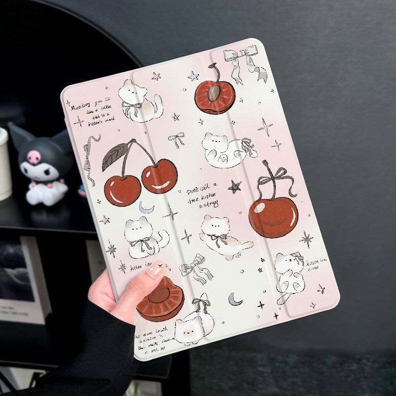 樱桃猫咪适用于ipadair6保护套第十代苹果2025平板mini6防摔pro11平板壳ipad9硅胶12.9英寸新款2019三折2017