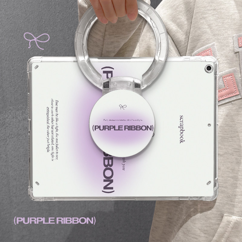 适用于ipad保护壳渐变紫色mini6亚克力air5带支架2021第9代女2022新款平板套迷你5横竖10.2苹果旋转高透单面