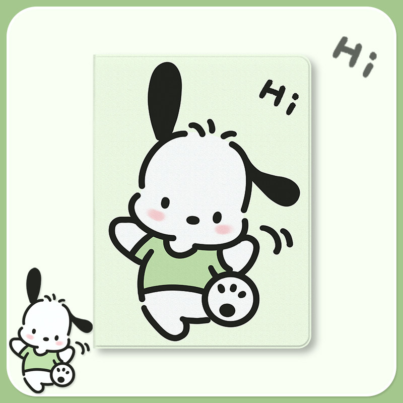 适用于ipad保护套2021新款ipad9简约ipadpro可爱air4笔槽ipadmini6蚕丝纹5女10.2寸个性防摔苹果小白狗平板壳