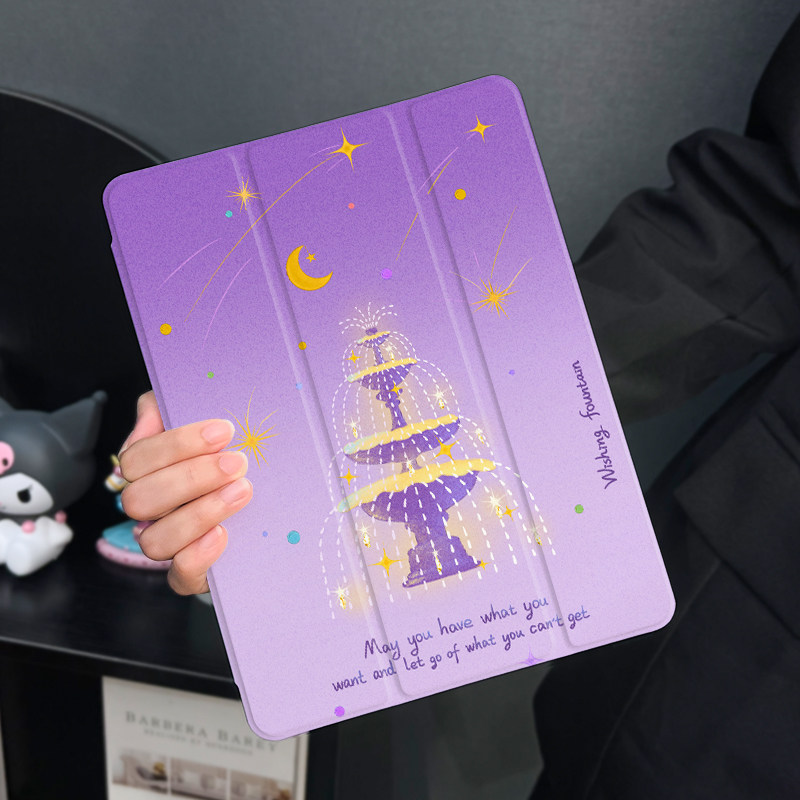 夜色喷泉适用于ipadair5保护套苹果2022平板mini6防摔第十代平板壳ipad9硅胶带笔槽10新款2019全包2017mini4