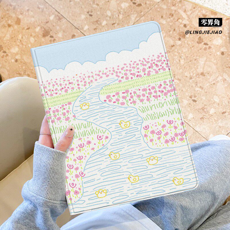 适用于联想小新pad保护套美丽花田2026新款padplus平板电脑带笔槽11寸书本10.6寸蚕丝纹散热PAD全包边防摔