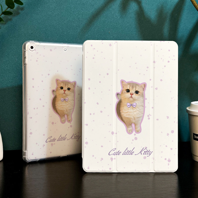 可爱小猫适用于ipad10保护套air5/4/3平板壳2022苹果第九代10.2寸10代mini6三折硅胶ipadpro11/12.9带笔槽女