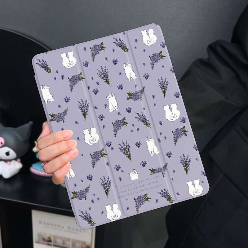 薰衣白猫适用于ipad9保护套air5新款2022平板ipadpro11寸笔槽air4苹果2019第九8代透明2020mini5十代7air3壳6