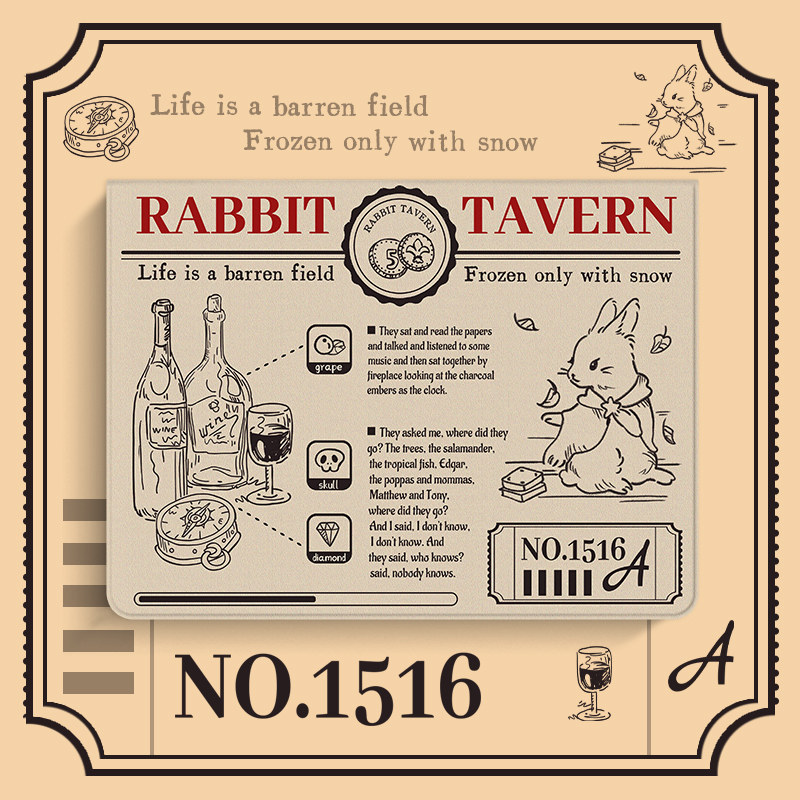 适用于ipadpro保护套air书本式苹果ipadair6笔槽11英寸平板13英寸防摔酒馆小兔平板壳Pro2025硅胶第六代新款