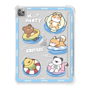 【送钢化膜】适用于ipad10保护套2022新款air5/2平板壳mini6/4笔槽第9代九2018透明pro11潜水浣熊苹果Air4软