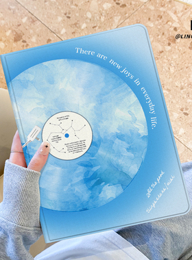 适用于ipad保护套ipad9壳蓝色唱片苹果air5第十代平板2022新款pro11带笔槽10.2硅胶全包mini6防摔ari4书本式