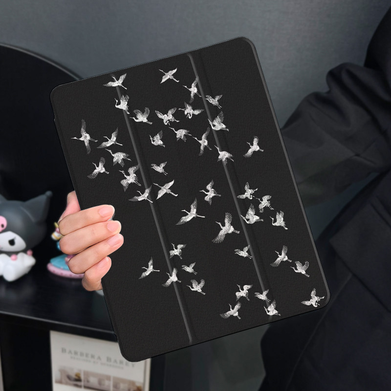 白鹤飞舞适用于华为matepadpro11保护套matepad11.5保护壳2025三折式简约带笔槽荣耀平板7全包10.8寸硅胶防摔