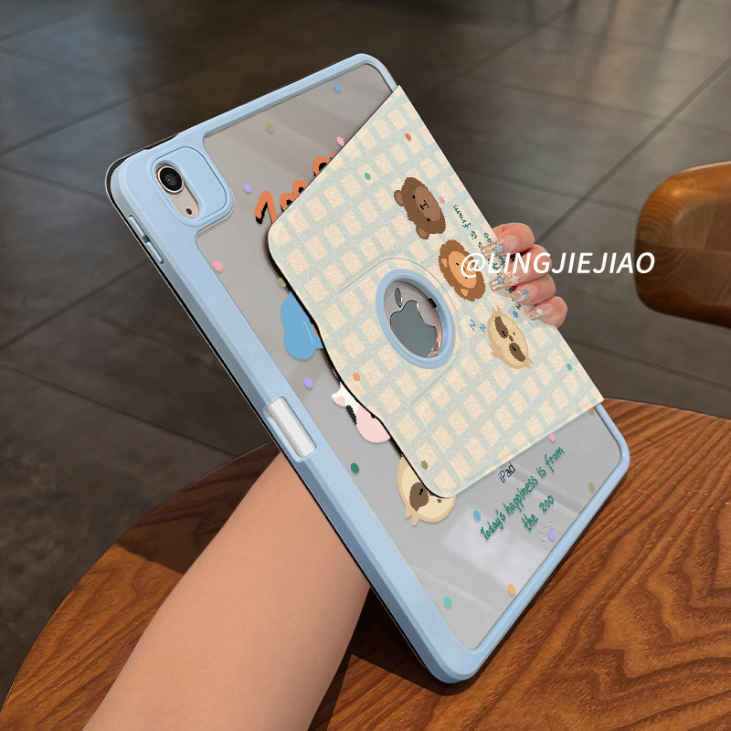 【720旋转x新品露标款】蓝色动物适用于ipadpro保护壳苹果2022新款air5/4/3可旋转2018亚克力平板套19/18全包