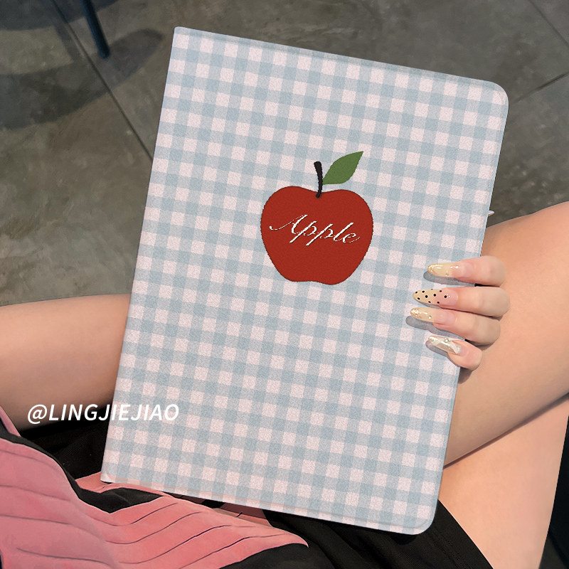 适用于ipad保护套ipad9壳方格苹果苹果air5第十代平板2022新款pro11带笔槽10.2硅胶全包mini6防摔ari4书本式