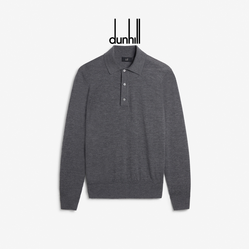 dunhill登喜路男士混色超细羊绒Polo衫