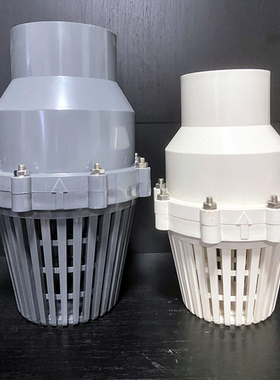 PVC底阀 翻板式 球式 白灰25 75 110160 抽水泵花篮 底部止回阀