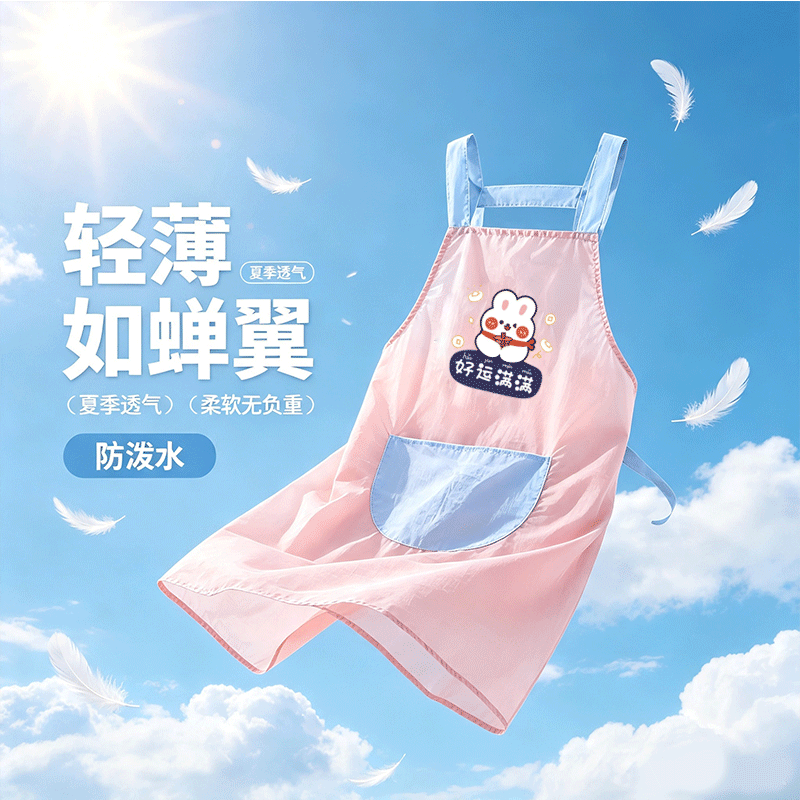 新款夏季防水围裙泼水厨房做饭轻薄透气家用餐饮成人工作服定制