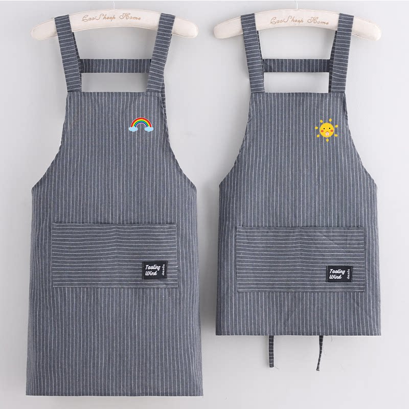 棉布短款透气围裙夏季厨房家用做饭小个子围腰防污上班耐脏工作服