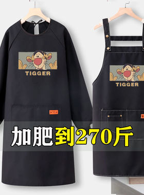 韩版长袖帆布罩衣围裙加肥加大