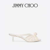 MULE 50女满铺珍珠饰白色缎面穆勒鞋 CHOO SIVA 新年礼物 JIMMY
